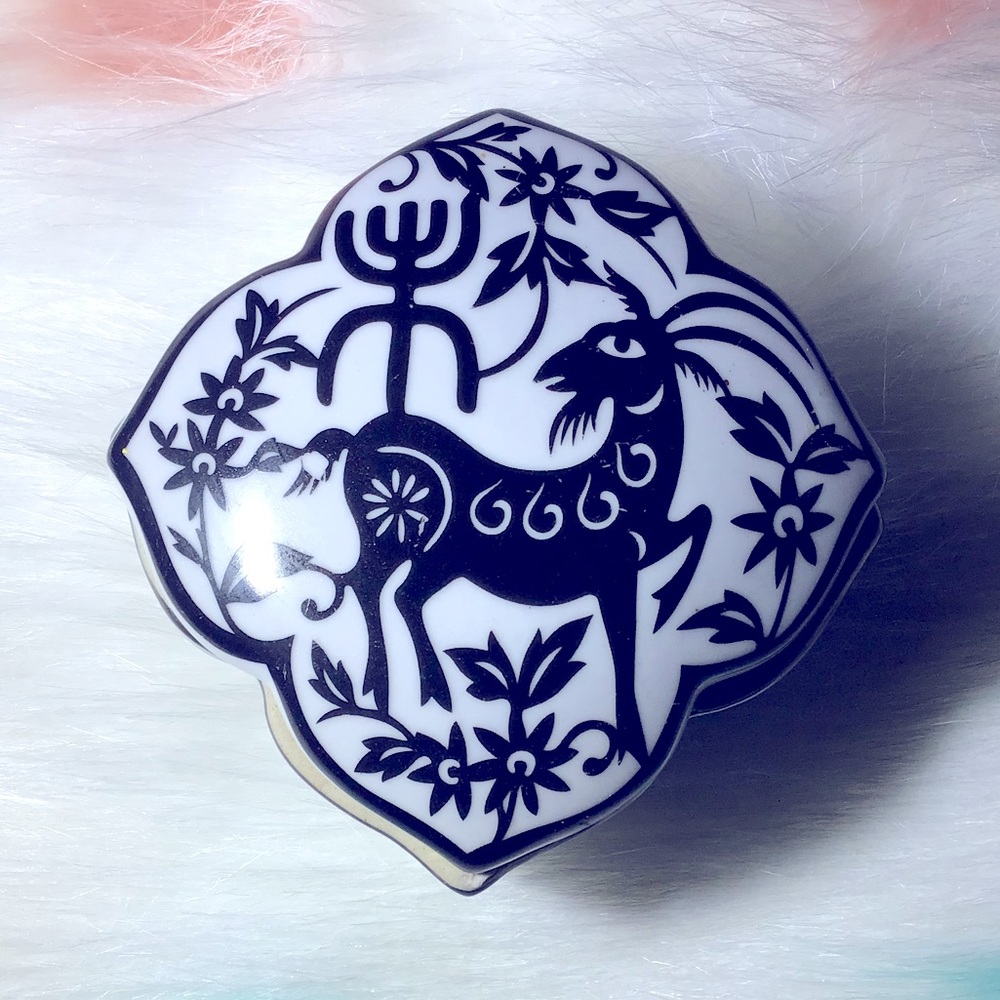“Go T!” Ceramic Trinket Jewelry Box Urban Outfitters Goat Decor Gothic Stash Box